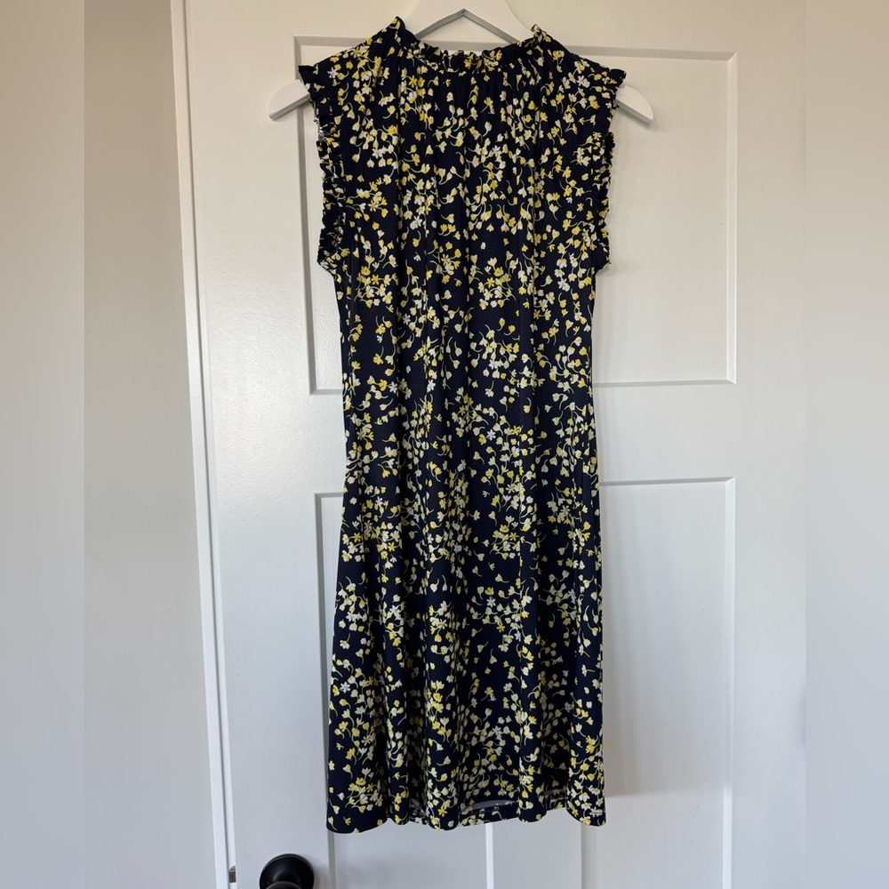 Tommy Hilfiger Dark Blue and Yellow Floral Sleeveless Dress.